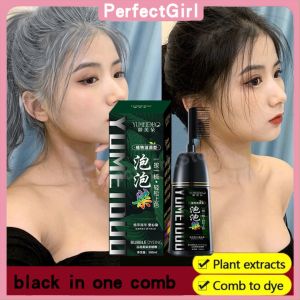 500ML Black/Brown Dye Hair Color Shampoo With Comb Household Bubble Foam Hair Dye Black Hair Herbal Hair Dye Shampoo Permanent Color 5 Minutes Fast Hair Dye White Hair To Black Hair Shampoo Does Not Hurt the Scalp Hair Coloring Hair Dye Shampoo