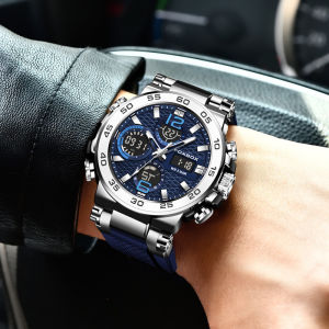 LIGE Luxury LCD Display Men Wristwatches Luminous Sport Man Watch Waterproof Military Quartz Male Clock Relogio Masculino 2024