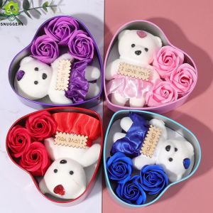 【Snuggery】Bear Soap Rose Love Gift Box Romantic Valentines Day Mother Day Gift Wedding Birthday Flower Room Decoration Home Party Supplies