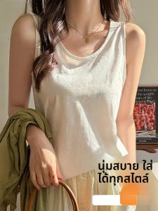 MiiOW | เสื้อกั๊กแขนกุดหลวมๆ คอตั้ง สไตล์เกาหลี สำหรับผู้หญิงไซส์ใหญ่ เสื้อชั้นในฤดูร้อน ใส่สบาย ลำลอง คอกลม แขนกุด