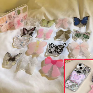 3D Phone socket INS Style Phone Bracket Cartoon Flower Fantasy Butterfly Phone Fing Ring Holder Phone Grip Griptok Support Colorful Bow Stand Kitten Puppy Universal Foldable Holder
