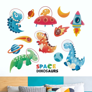 Decal dán tường trẻ em Khủng long Vũ Trụ Có keo sẵn 77*89 cm Trang trí phòng bé đáng yêu
