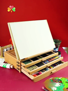 Art Supplies for Artist Easel for Painting Desktop Foldable and Portable Wooden Drawer Art Box Outdoor Sketching Painting Easel