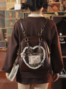 กระเป๋าเป้สะพายหลังผ้าไนลอนความจุขนาดใหญ่สไตล์นิสิต กระเป๋าใส่หนังสือสำหรับเด็กผู้หญิง กระเป๋าสะพายไหล่สองข้างสไตล์โลเรตา กระเป๋าสำหรับเด็กผู้หญิง