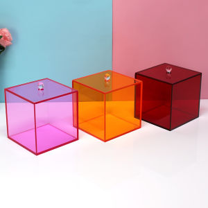 Acrylic Dustproof Cover Cotton Swab Storage Box Living Room Modern Desktop Organizer Square Shape Single Layer Non-Handmade