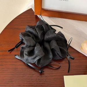 ยางรัดผมสไตล์ฝรั่งเศสสไตล์บัลเล่ต์สีม่วงหอม ยางรัดผมลายผีเสื้อขนาดใหญ่ ยางรัดผมแบบผ้าตาข่าย เครื่องประดับผมสไตล์ญี่ปุ่นและเกาหลี