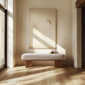 Italian Cream Silent Style Cashmere Solid Wood Bed End Stool Scandinavian Accessible Luxury Designer Shoe Changing Stool Creative Hallway Stool