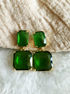 ต่างหูคริสตัลสีเขียวแบบเข็มเงินสำหรับผู้หญิง ดีไซน์เก๋ไก๋ หรูหรา เครื่องประดับหูแบบใหม่ เครื่องประดับแฟชั่น