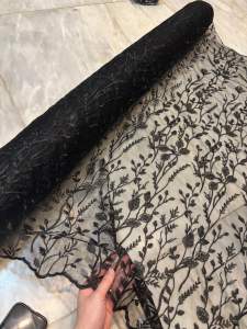 Bahan Kain Brokat Tile Bordir Alana New Series Warna Hitam Pekat Harga 05meter