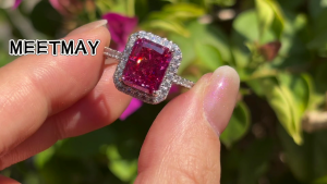BOCARMAN Ice-Flower Cut Halo Ring S925 Silver 18K Gold Plated Dual Tone Synthetic Zircon with Gift Box Set
