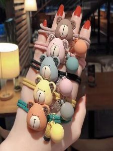 Cute Bear Double Rope Hair Ties Girls Popular Ball Headband Crystal Embedded Ethnic Style Fresh out Fashion Hair Accessories