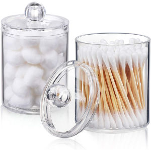 Acrylic Makeup Organizer Cotton Swabs Qtip Container Cosmetic Jewelry Cotton Pad Storage Box for Bathroom Organization