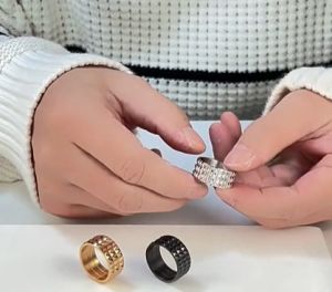 Kemstone Stainless Steel Exaggerated 10mm Rhombus Male Rings Silver Gold Plated Black Ring Mens Jewelry
