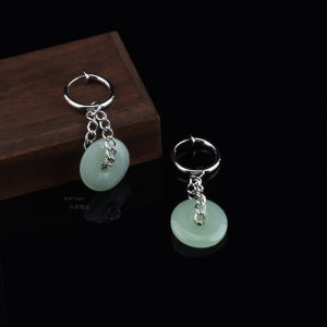 New Chinese Style Titanium Steel Glass Jade Safety Buckle Hollow out Mens Earrings Fashionable Traditional Ethnicity Ear Jewelry