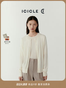 Classic ICICLE Womens Knitted Woolen Cardigan Traceable Ultrafine Yarn Spring Fashion Simple Straight Cut Long Sleeve Short Length