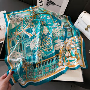 Khăn Choàng Lụa Phong Cách Trung Hoa 70cm in Họa Tiết Núi Nước in Bằng Vải Polyester Cho Nữ Mùa Xuân Hè Mới