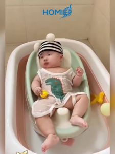 HOMIE Premium Soft Baby Bath Seat/Foldable Bath Rack/Antislip design/Stable/Non-shaking/Head Support