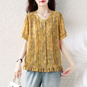 DAIXIANGFEIZI | Summer New Fashion Loose Large Size Womens Blouse Short Sleeve