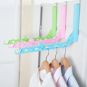 4Pcs Hanging Wardrobe Drying Rack Plastic Clothes Rack Portable Foldable Over-The-Door Clothes Socks Holder Hook Hanger Hanging Rack