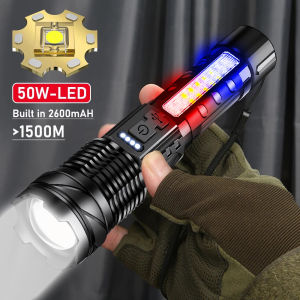 50W Flashlight Rechargeable torch light powerful japan original flash light 100000 lumens torchlight rechargeable led torch light 7 Lighting Modes hand light Zoomable Flashlight waterproof Portable emergency light work lamp cob light Camping lampu