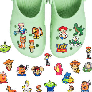 Mesuca Cartoon Toys Space Cowboy Alien PVC Shoe Charms for Clogs Cute Character Buttons Removable DIY Decoration Accessories