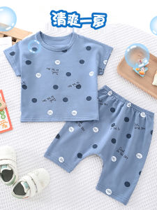 Summer Baby Short Sleeve Set Pure Cotton Thin Childrens Clothes Boys And Girls Seven-Part Large PP Pants Shorts Casual Two-Piece Suit