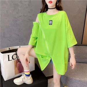 A18 เสื้อแขนสั้นแฟชั่นสาวอวบ Oversize (อก 48-64 นิ้ว) สีพื้น สีไม่เรืองแสง ไม่สะท้อนแสง ซิปหน้ารูดขึ้น-ลงได้ ผ้าคอตตอล ผ้าไม่ยืด สินค้าพร้อมส่งในไทย