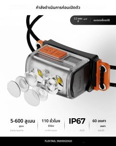 FLEXTAIL TINY HELIO 600Z - ไฟหน้า ไฟหน้าพร้อมแบตเตอรี่ 700mAh แบบถอดเปลี่ยนได้สำหรับการตั้งแคมป์กลางแจ้งตกปลาเดินป่าขี่ (2025)