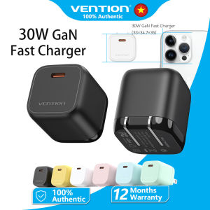Vention® Bộ sạc nhanh GaN 30W USB-C PD 3.0 PPS QC 4.0+ cho iPhone 16 15 Pro14 Galaxy iPad và nhiều tùy chọn màu sắc