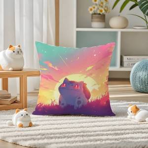 Bandai | Pokemon Blastoise Anime Plush Pillow Cover Soft Short Plush Cushion Cover For Sofa Bedroom Home Decor Gift Decoration