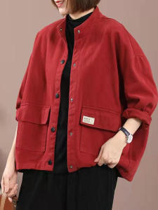 Slimming Large Size Long Sleeve Baseball Style Open Cardigan Jacket Pure Color Autumn Fashion Womens Premium Short Outerwear