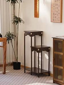 Multi-tiered Wooden Flower Stand Shelving Unit