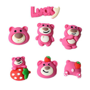 Porous Shoes Accessories: Men's & Women's Flower Shoe Buckle, Rose Red Bear, DIY Decorative Buckle & Children Adult Crocs