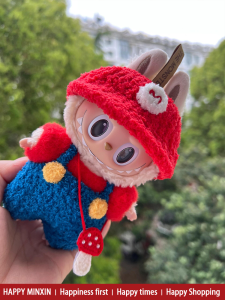 Labubu Macaron Doll Clothes 17cm Standing Sugar Glue Bubble Maitila Fabric Winter V1 Doll Toy Cotton Plush Doll Outfit