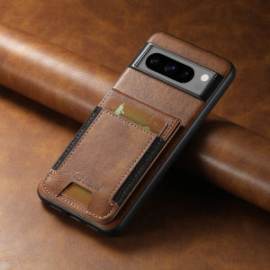 SUTENI Card Holder Smooth Texture Phone Case Elastic Band Luxury Faux Leather Stand For Google Pixel 10 Pro XL 9 8A 7 6