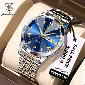 POEDAGAR Luxury Men Watch Waterproof Luminous Male Wristwatch Stainless Steel Date Week Man Watches Quartz Clocks