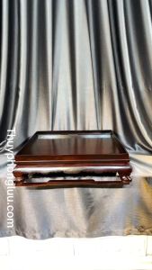 Khay trà vuông tháp nước trơn rèm gỗ hương vuông 60cm