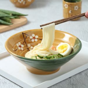 ชามก๋วยเตี๋ยวชามกระบวยกาซาเซรามิกใช้ในเชิงพาณิชย์ชามใหญ่ชามซุปชามซุปชามเซรามิคชามใช้เฉพาะร้านก๋วยเตี๋ยวชามพอร์ซเลนชามราเม็ง