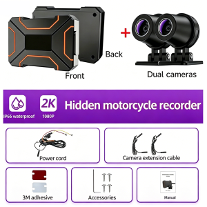 2K/1080P Dual Lens Motorcycle Dash Cam IP66 WiFi Motorcycle Video Recorder Real-Time Playback TF Card Motorbike Safe Camera