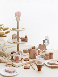 Girls Wooden Pretend Play Tea Party Kitchen Set