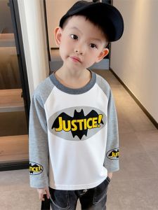 เสื้อยืดแขนยาวผ้าฝ้ายแท้สำหรับเด็กชายสไตล์เกาหลี เสื้อตัวล่างฤดูใบไม้ร่วงสำหรับเด็ก แฟชั่นเสื้อผ้าสำหรับเด็กชาย