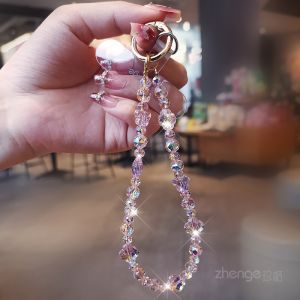 Crystalline Butterfly Short Mobile Phone Chain Pendant Four Leaf Clover Beaded Handheld Durable Digital Accessory Jewelry