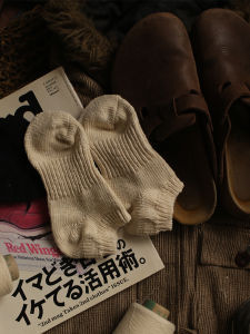 Spring and Summer Japanese Retro Harajuku Style Thick Thread Female Cotton Socks American Kaji Parka Thick Needle Heel Silicone Ankle Socks