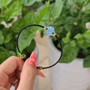 Q1969 Vòng cỏ 4 lá Aquamarine dây cáp cho Thủy và Mộc - Phong Thuỷ TUDO P