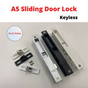 Aluminium Sliding Door Lockset without Key A5 25mm Kunci Pintu Sliding Silver / White /Black Colour DIY Home Improvement