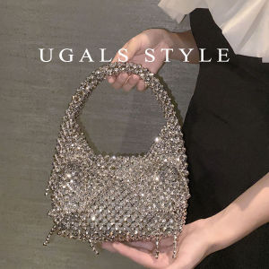YOMOU | Vintage Metal Bow Handmade Beaded Pearl Saddle Bag
