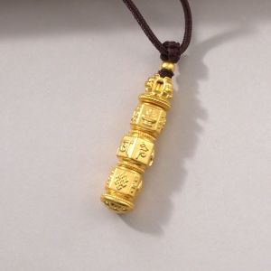 Chow Sang Sang 周生生 Cultural Blessings Om Mani Padme Hum 999 24K Pure Gold Necklace for Men and Women 92362Z