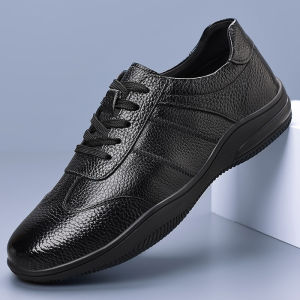 Mens Casual Sport Leather Shoes Top Layer Cowhide Travel Business Anti-wear Fall Season 2025 Fashion Single Shoes