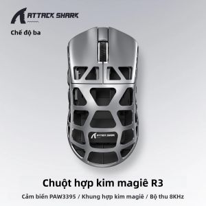 Chuột Chơi Game Không Dây ATTACK SHARK R3 8K Hợp Kim Magie Siêu Nhẹ 26K DPI Ba Chế Độ Kết Nối BT 2.4G 46g Esports Cảm Biến PAW3395