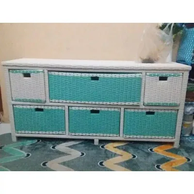 (Ready stok)meja tv rotan Lemari laci rotan sintetis laci 6 Jasmine harga langsung pengrajin